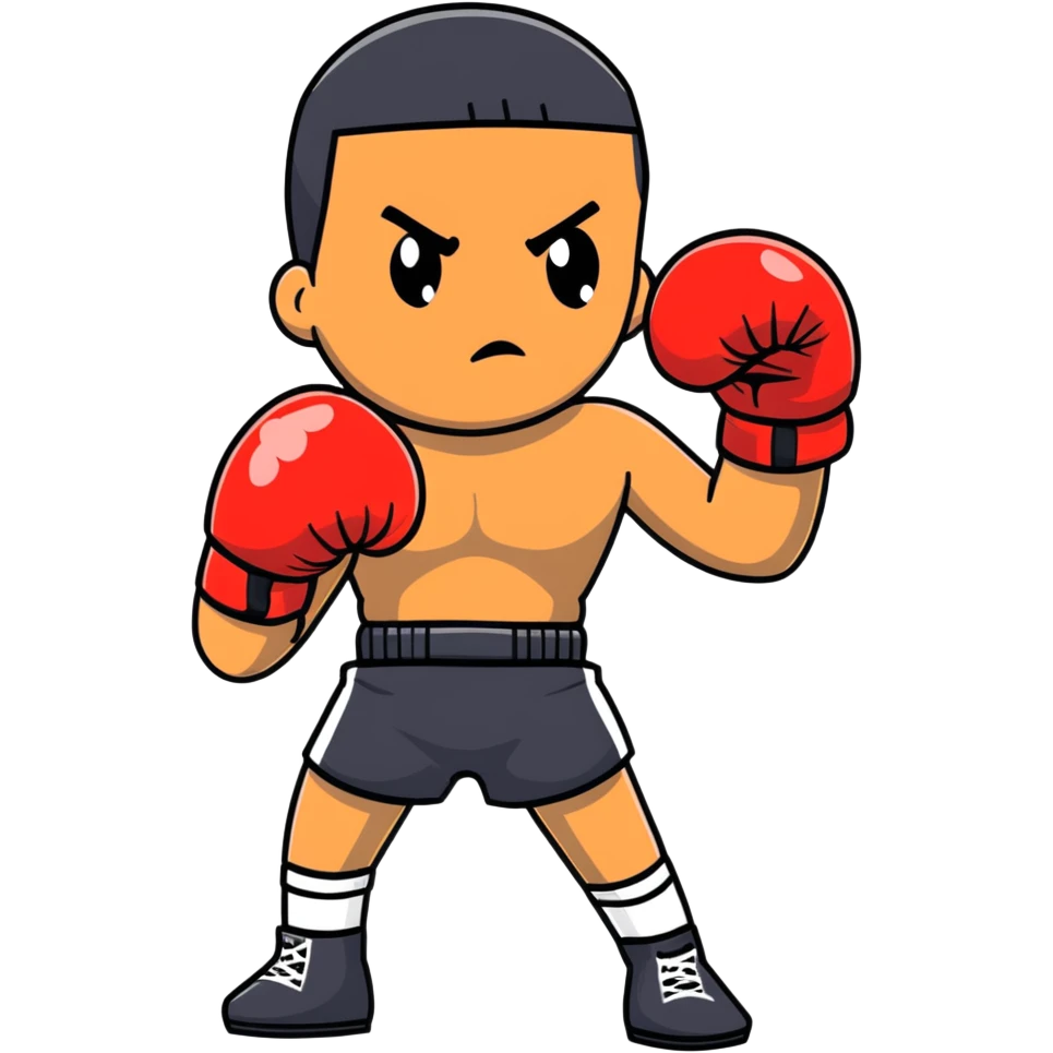 Young Black boxer, 19 years old, in boxing pose with gloves emoji