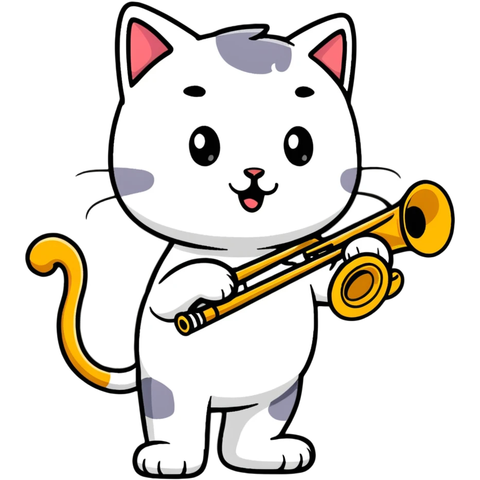 cat playing trombone emoji