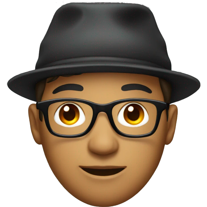 a young man with a red hat with black glasses emoji