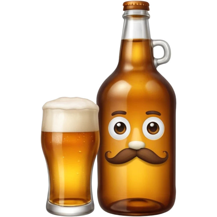 Cute Beer bottle with a mustache  emoji