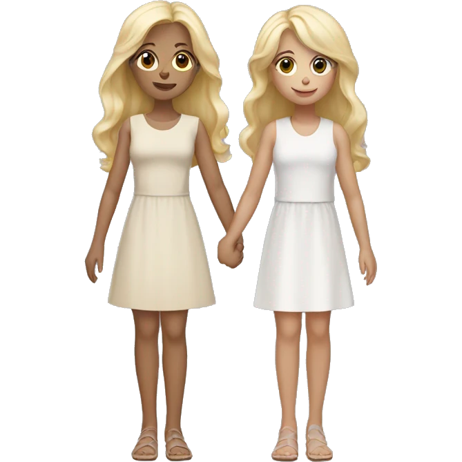 2 blonde sisters holding hands emoji