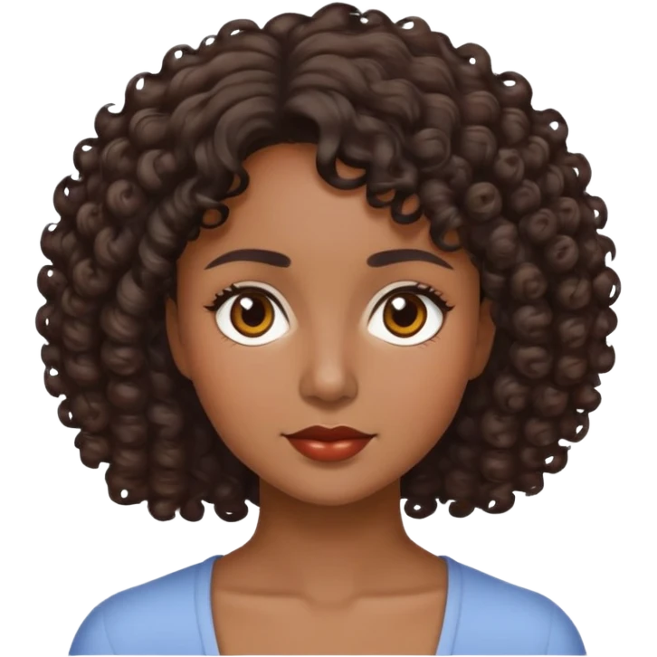 morena com cabelo cacheado curto emoji