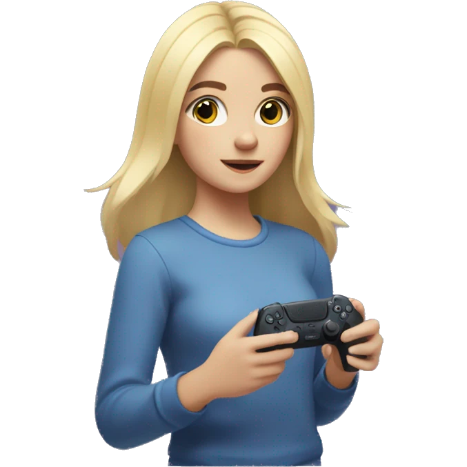 Blonde girl playing with a PS5 DualSense  emoji