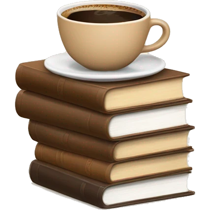 cute cup of coffee on top of a stack of brown beige books emoji