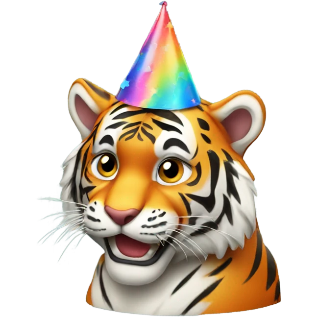 tiger with a birthday hat  emoji