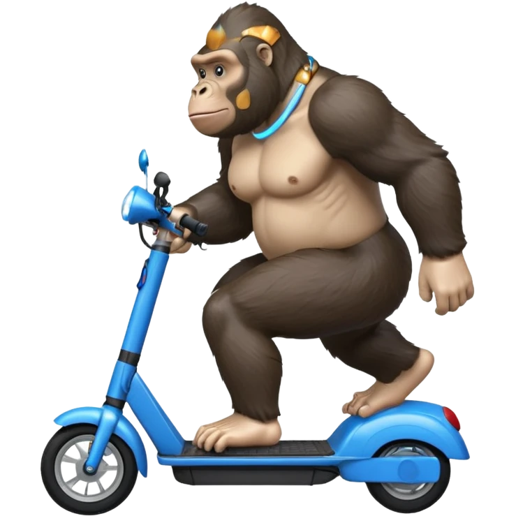 large gorilla on a blue electric scooter emoji