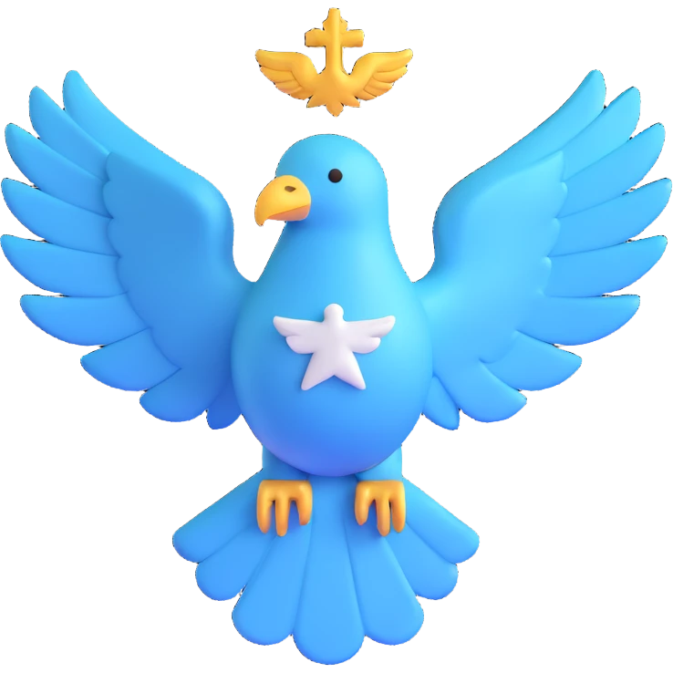 light blue saint emblem with holy dove symbol emoji