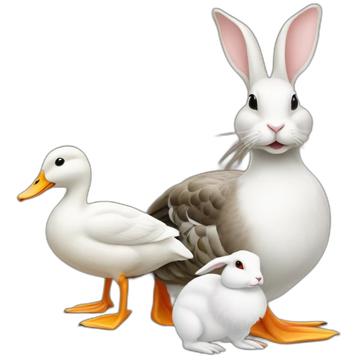 a mallard duck and a white rabbit emoji