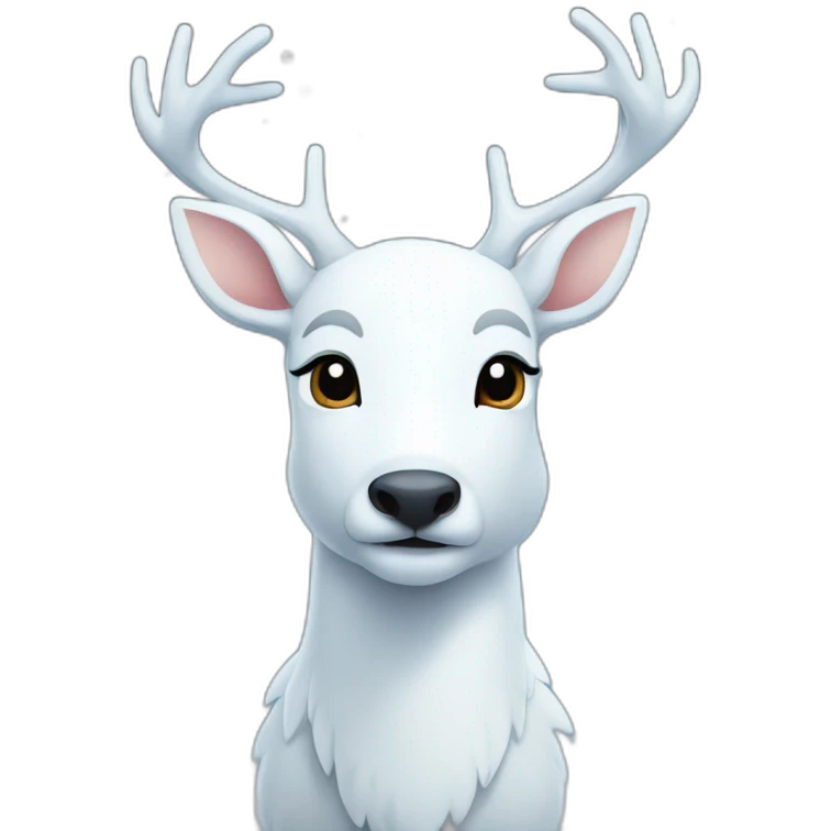 white deer in the snow night emoji