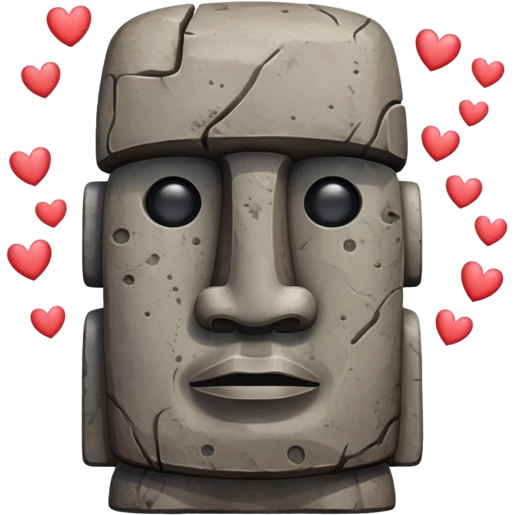 Moai with hearts over its head emoji