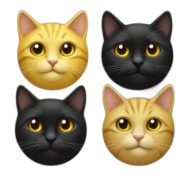 Two yellow and one black cats emoji