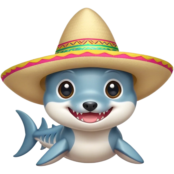 Tiny Shark with puppy eyes in a sombrero  emoji