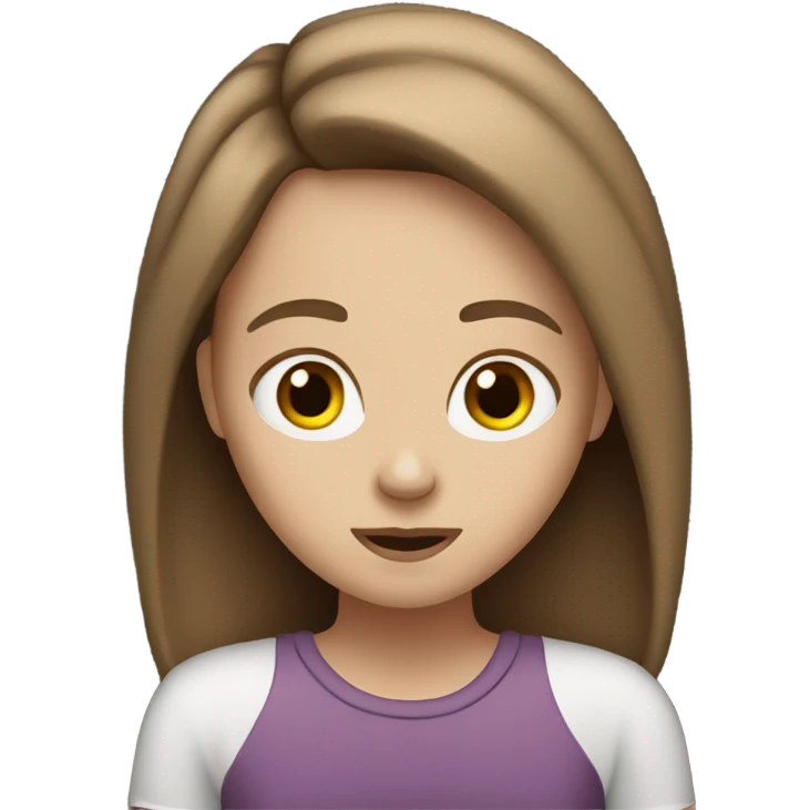 White girl with a brown hair watching movie emoji
