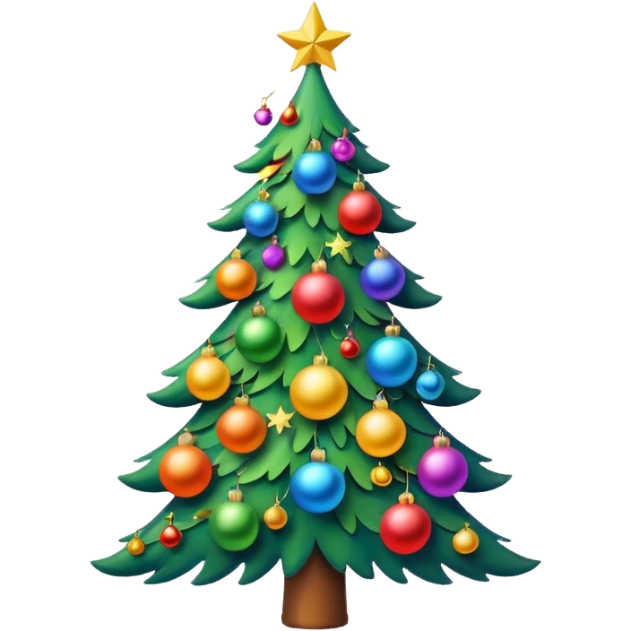 A Christmas tree shape emoji with rainbow colors emoji