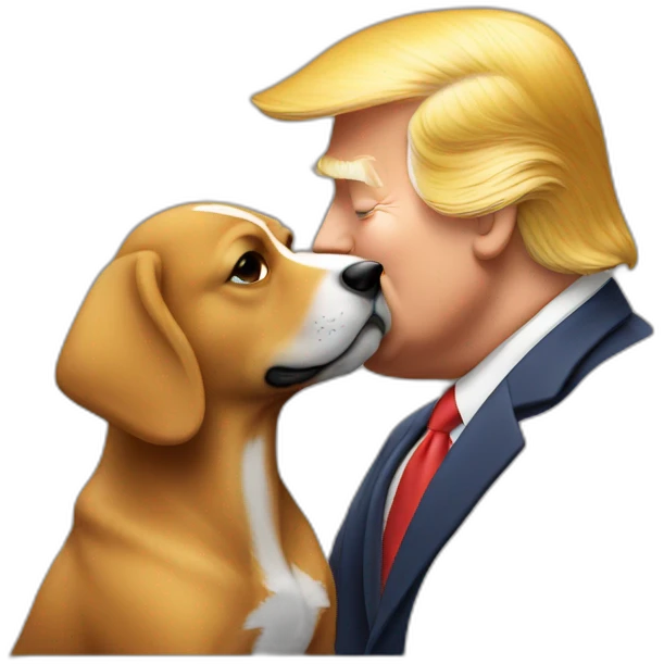 trump kissing a dog emoji