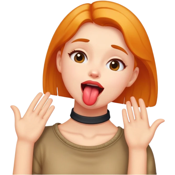 Girl with hands on neck tongue out  emoji