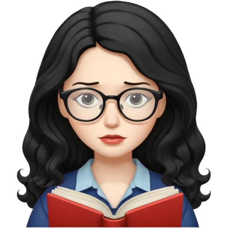 Long Hair Women with Book, Black wavy hair, sad

 emoji
