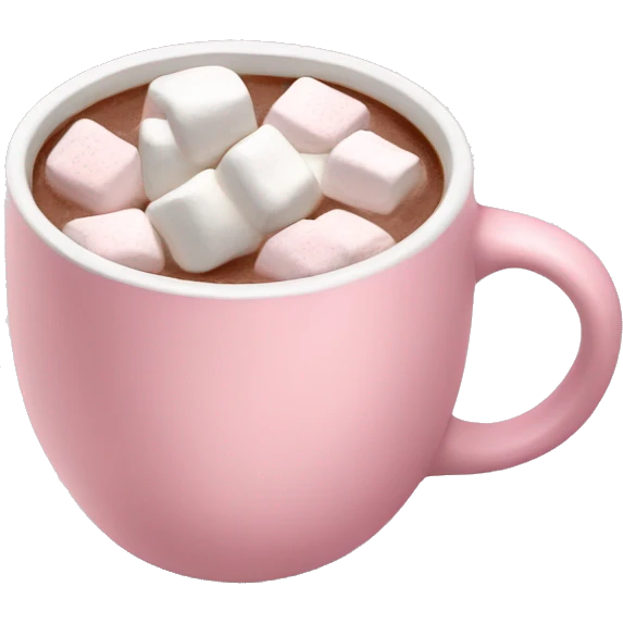 Light Pink mug of hot chocolate with marshmallows  emoji