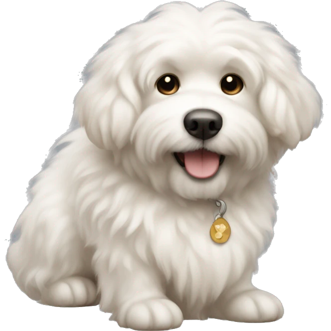 White fluffy dog with light brown color accents emoji