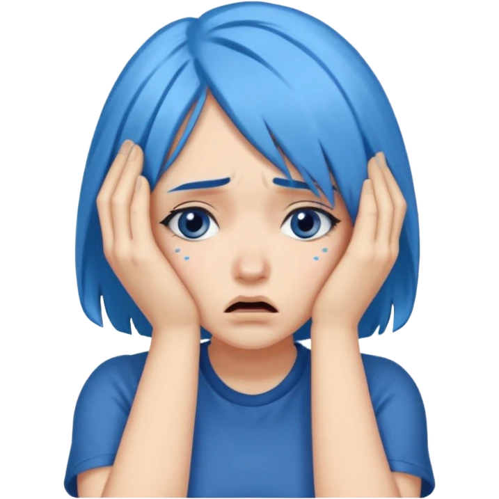 Facepalm woman with blue hair emoji