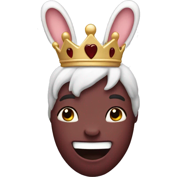 Crème bunny with crown. Burgundy heart emoji