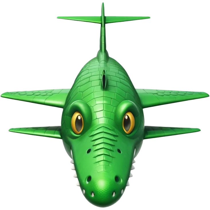 grey aircraft with green crocodile head on the tip emoji