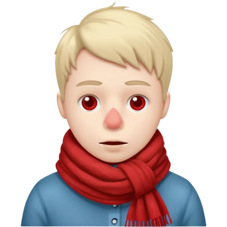 плюшеве личко, шарф до носа, тремтіння, температура, червоний ніс, хвороба emoji