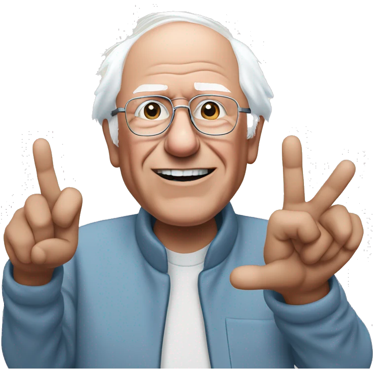 Bernie sanders giving peace sign emoji