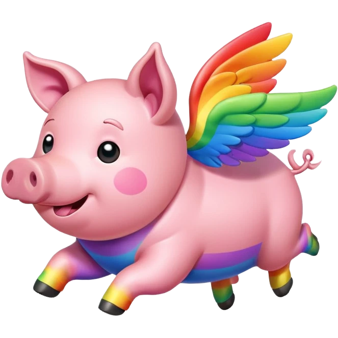 Flying rainbow pig emoji