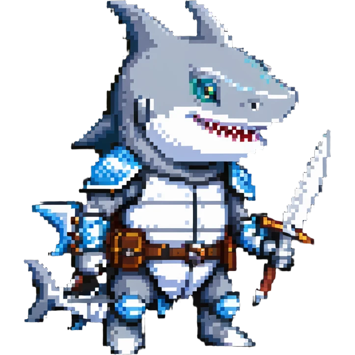 anthropomorphic shark wearing knight armor emoji