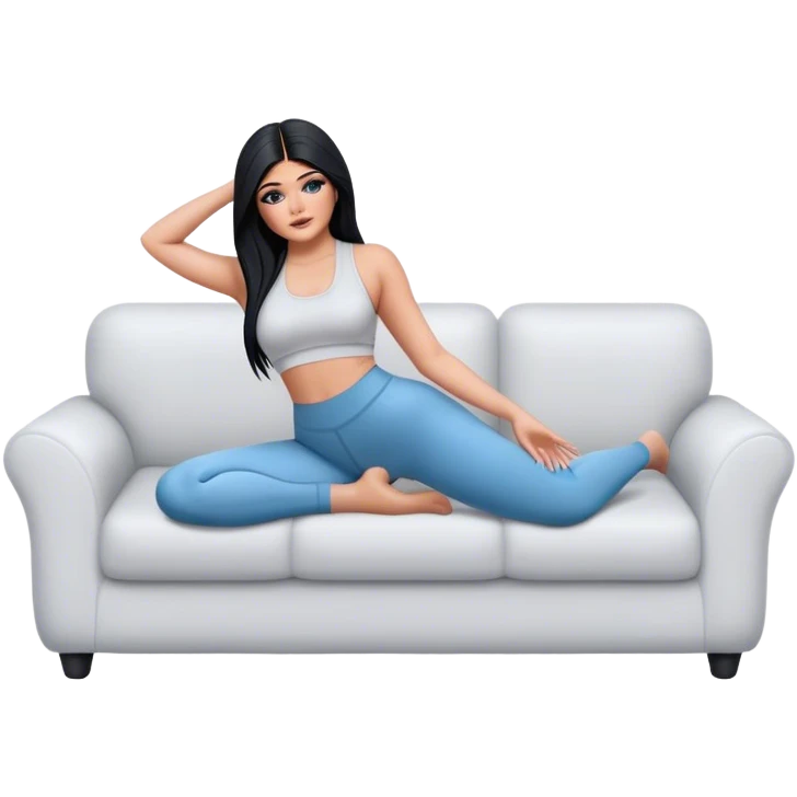 hyper-realistic kylie jenner in yoga pants on couch emoji