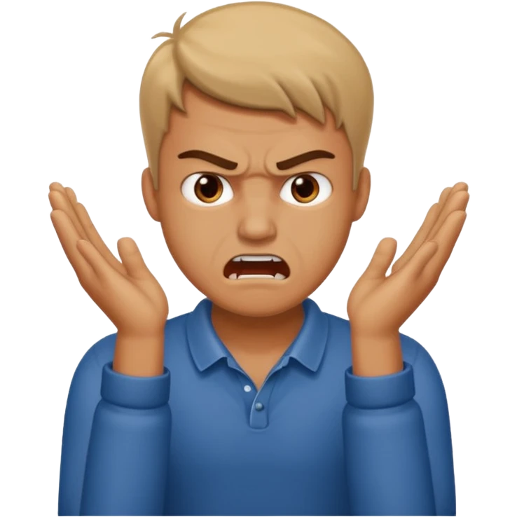 Guy making angry face holding his hands to his neck emoji