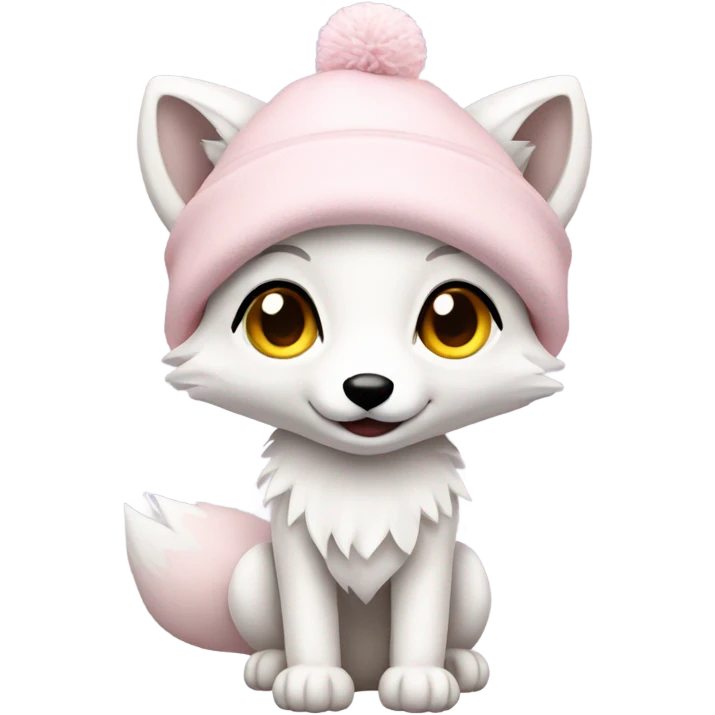 christmas arctic fox pale pink hat full body emoji