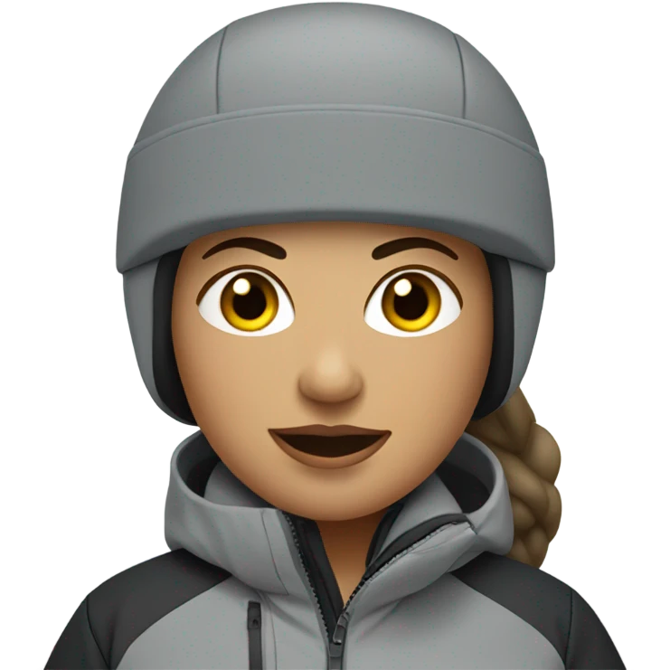 fat female skier with grey jacket and black pants emoji
