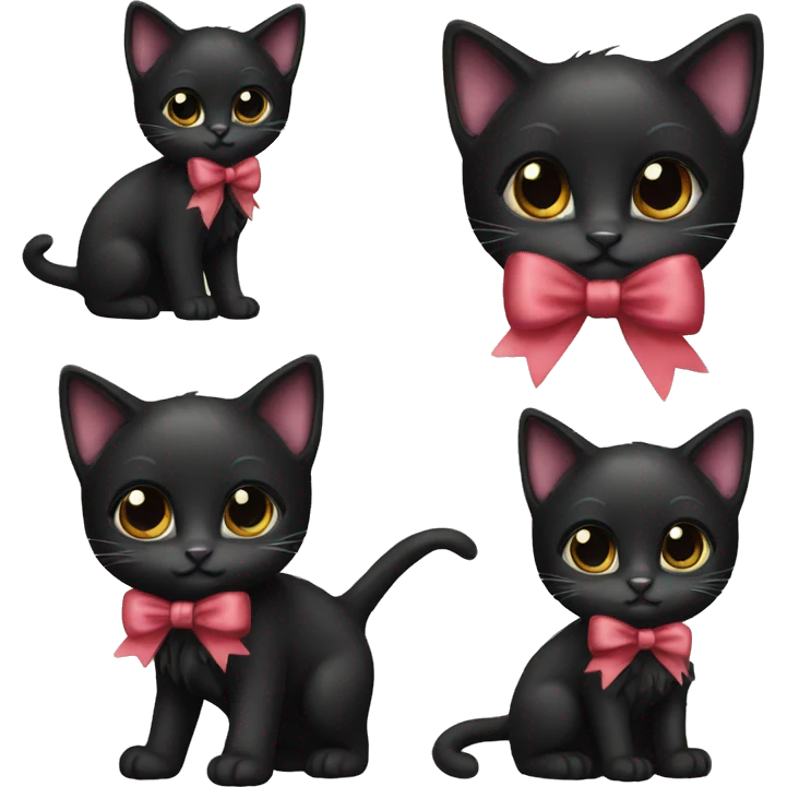 Black kitten with bow  emoji