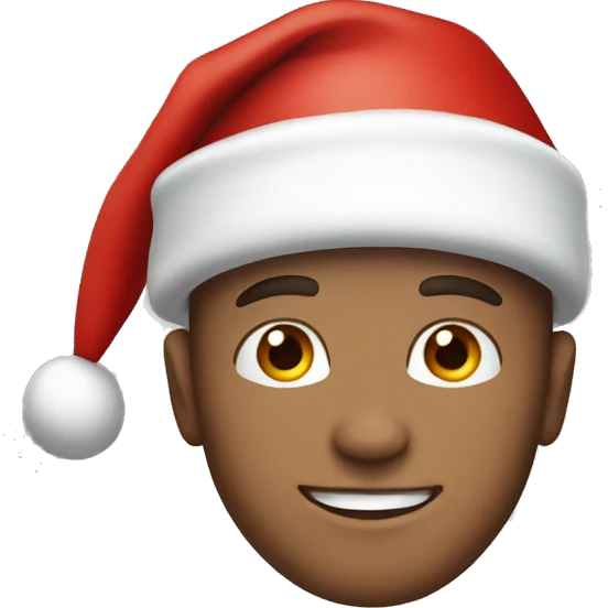 male, light skin, brown hair, freckles,  haze eyes, santa hat, smiling emoji