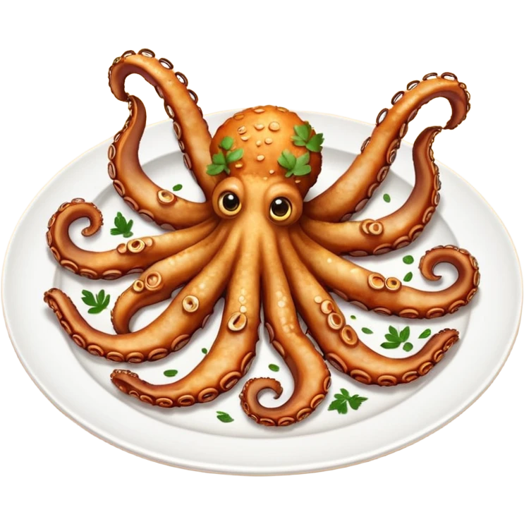 fried octopuses legs on the plate without head emoji