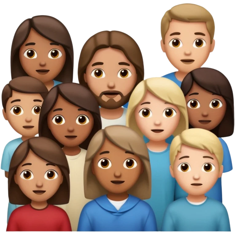 A group of people listening to Jesus emoji
