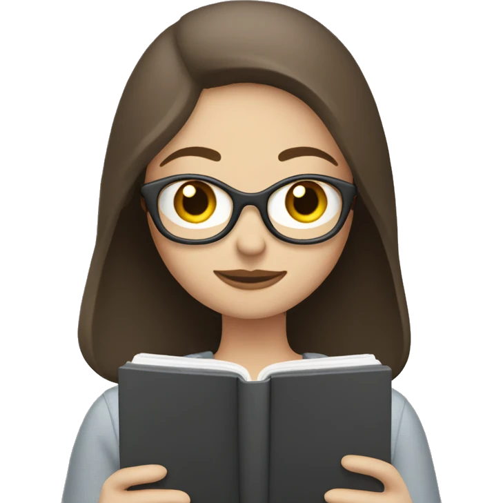 Pale brunette woman reading kindle emoji