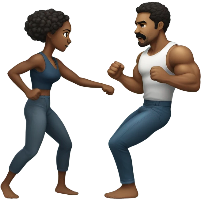 Black woman fighting mexican man emoji