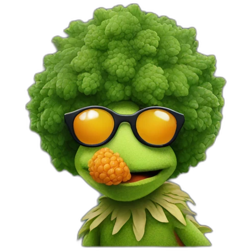 Fraggle with sunglasses eating brócoli  emoji