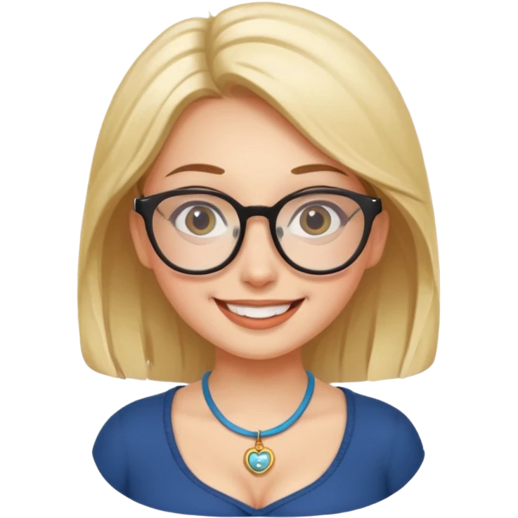 girl naked big boobs with eye glasses and charm emoji