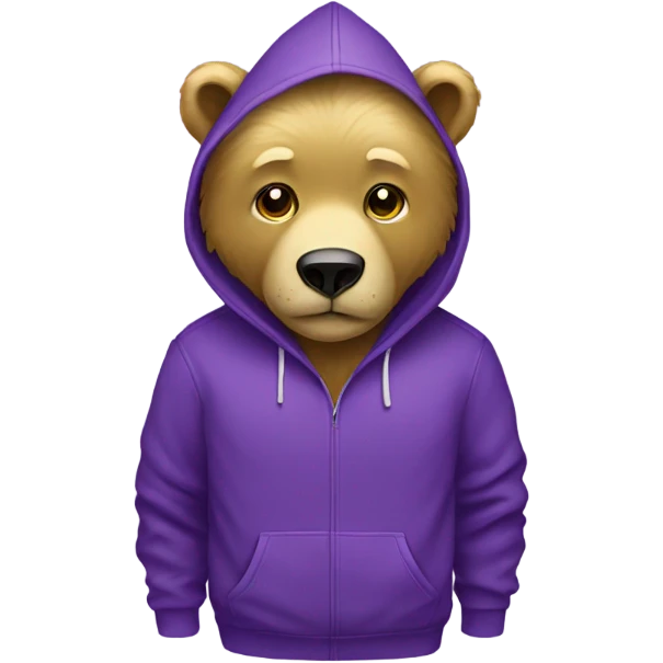 Golden Bear in a purple hoodie  emoji