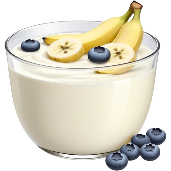 Yogurt with sliced banana and blueberries emoji