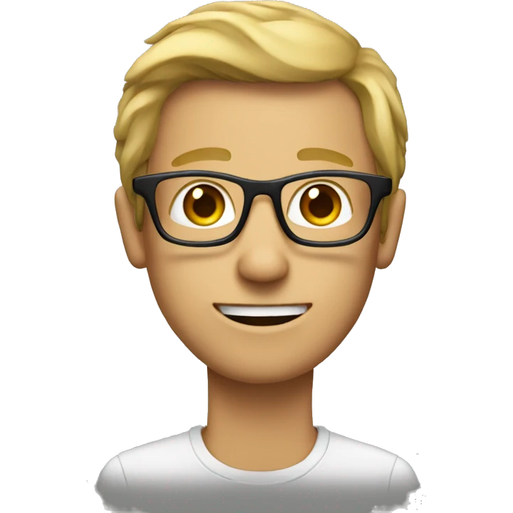 A guy with dirty blonde hair and a long neck with glasses on emoji