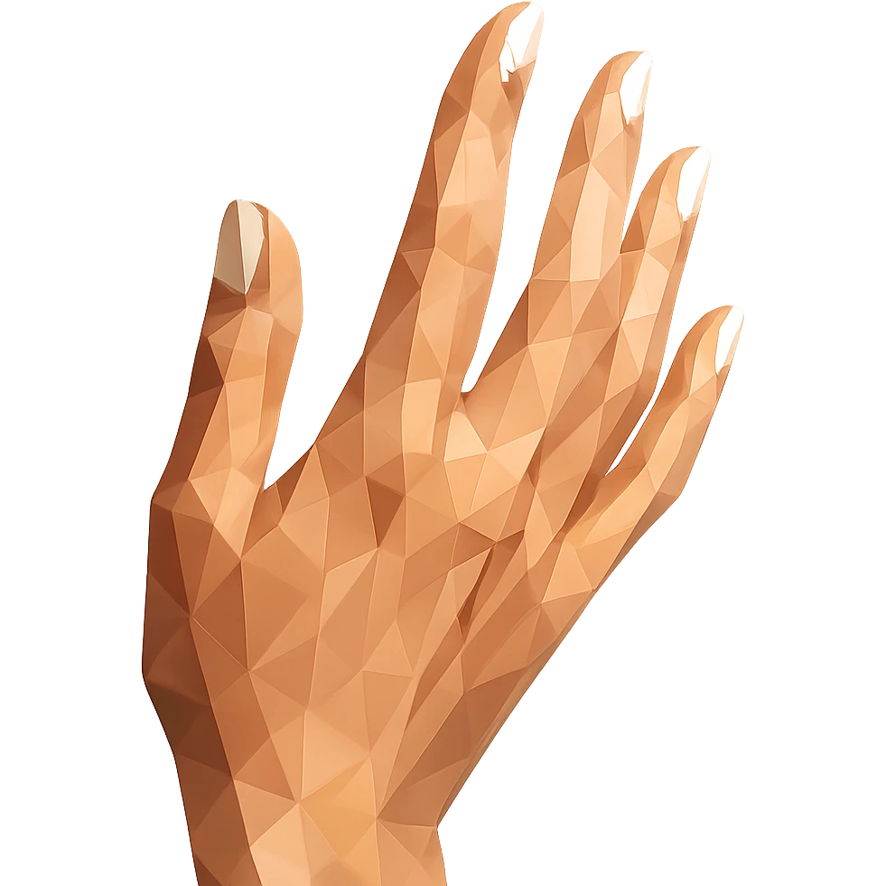 beautiful realistic female hand with five fingers and white manicure emoji