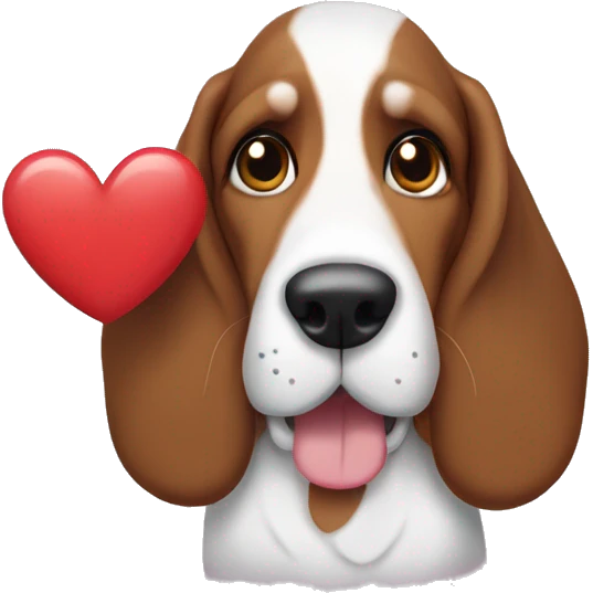 Bassett hound with a heart emoji