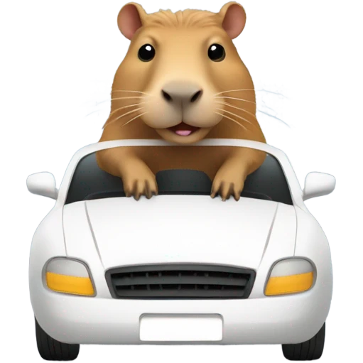 capybara driving in white car emoji