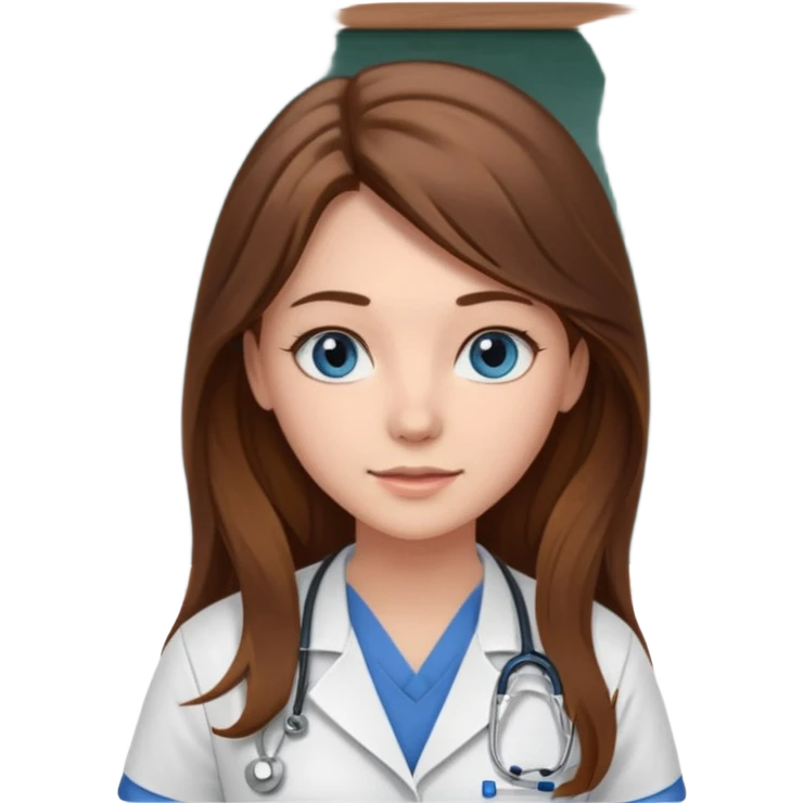 university classroom that says Mental Health Nursing on the blackboard with a pretty female nursing student with long brown hair, blue eyes emoji