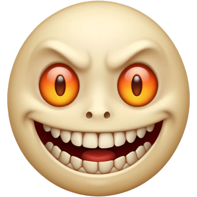 scary emoji with a creepy smile, glowing eyes, and sharp teeth emoji